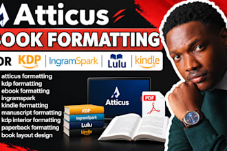 format atticus book, epub book, lulu, ingramspark, kindle book for KDP