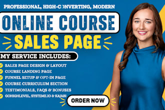 build premium course sales page gohighlevel  systeme io kajabi course sales