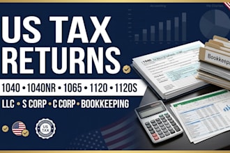 prepare US tax returns 1040 1040nr 1065 1120 1120s llc and bookkeeping