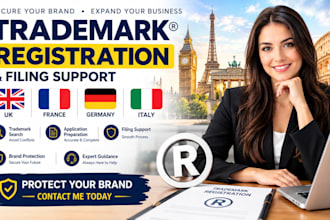 do UK france germany and italy trademark registration and filing