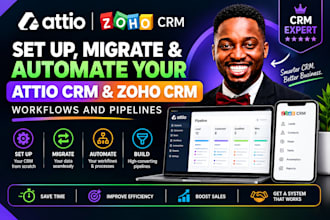 set up, migrate, and automate your attio CRM zoho CRM workflow zoho book fb lead