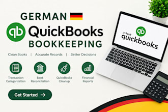 do german quickbooks bookkeeping, cleanup and bank reconciliation
