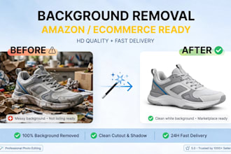 do background removal for amazon products and make white bg