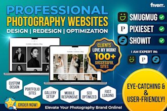 design and redesign professional photography websites smugmug pixieset showit