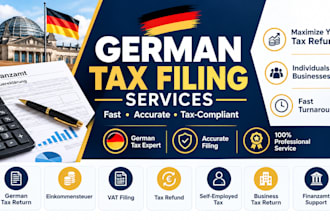 handle german tax filling, bookkeeping, income tax, vat return, german vat