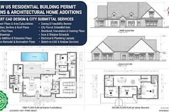 draw US residential building permit plans and architectural home addition plans