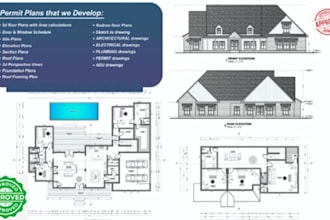 draw US residential building permit plans and architectural home addition plans