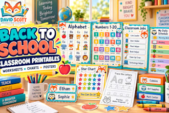 design preschool classroom worksheets, charts, posters, and learning printables