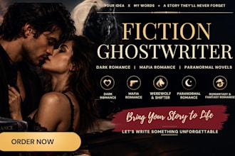 ghostwrite your dark romance, mafia, paranormal, or romantasy novel