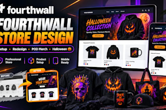 design fourthwall website setup fourth wall store merch halloween pod redesign
