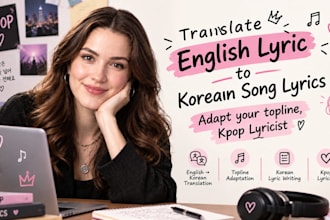 translate english lyric to korean song lyrics, adapt your topline, kpop lyricist