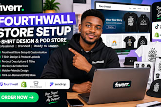 design fourthwall website tshirt design print on demand merch, pod store