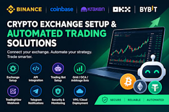 binance account setup, kraken, coinbase, okx bybit exchange crypto trading bot