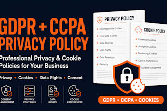 write gdpr and ccpa compliant privacy policy and cookie policy