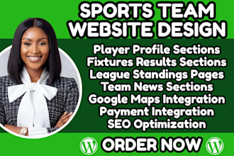 design wordpress sports team website, football website, basketball website