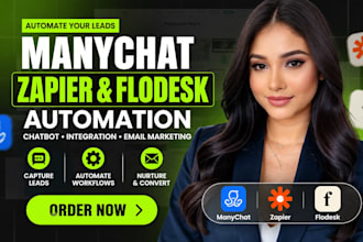 create manychat automation with zapier integration and flodesk setup