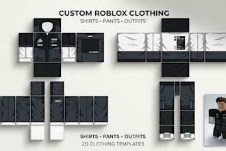 design custom roblox clothing, shirts, pants 2d outfit for your avatar