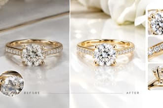 do high end jewelry photo retouching for ecommerce, catalogs and product editing