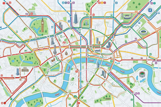 design bus route map, public transport map, transit map and route guide