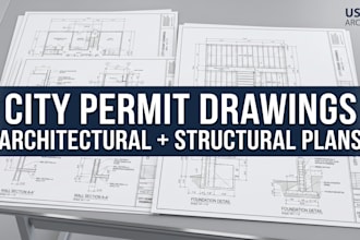 do architect drawing city permit blueprint structural drawing as USA architect