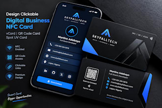 design clickable digital business nfc card, vcard, qr code card, spot uv card