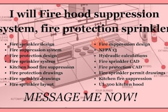 fire hood suppression system, fire protection sprinkler