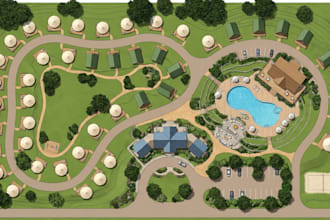 design glamping site plans, campground layouts and resort master plans