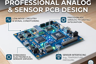 design analog sensor pcb, adc, low noise circuit and embedded electronics