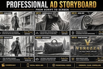 create a professional storyboard for your commercial or advertisement