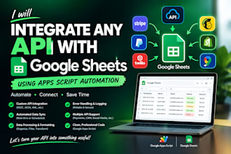 integrate any API with google sheets using apps script automation