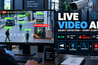 develop real time video processing, live object detection, ai event alerts