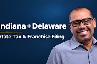 file indiana and delaware state tax returns plus franchise compliance