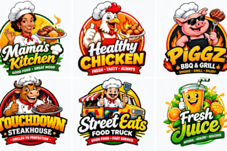 design custom 3d mascot logo for fast food, bbq, coffee, cafe restaurant kitchen