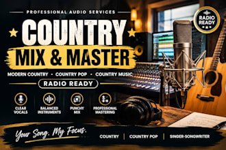 mix and master your modern country, country pop and country music radio ready