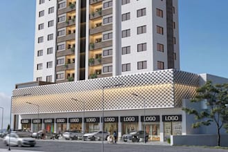 commercial building interior exterior 3d rendering visualization, complex design