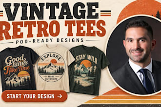 create vintage retro t shirt designs for your print on demand store