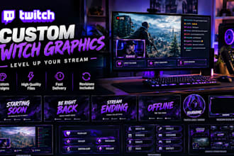 design twitch overlay, animated overlay, screens and twitch