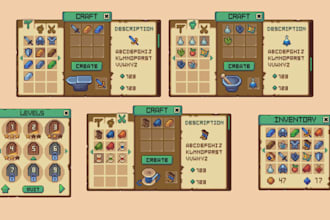 create pixel art ui, game icon, pixel hud, gui, inventory, indie game assets