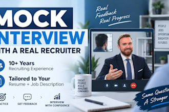 conduct a realistic mock job interview with recruiter feedback