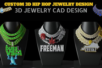design custom 3d hip hop jewelry cad design 3d jewelry pendant iced out diamond