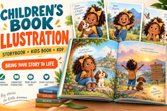 illustrate children story book, consistent characters and KDP kids book