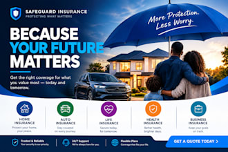 design professional insurance flyer for life, health, auto and home