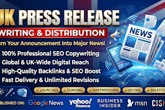 write and distribute UK press release on UK websites with backlinks