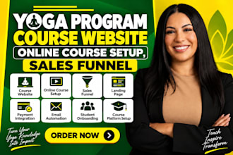 build yoga program course website, online course setup, lead generation