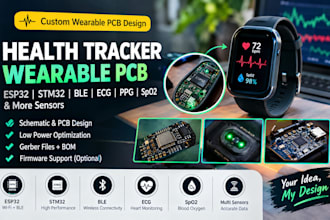 design health tracker wearable pcb with esp32 stm32 ble ecg ppg spo2 and sensors