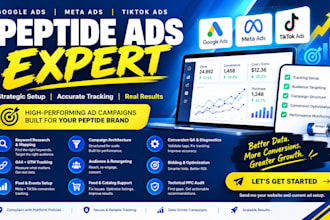 setup peptide google ads peptide marketing expert fb tiktok for peptide website