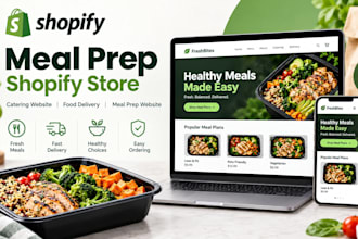 design meal prep shopify store catering website food delivery meal prep website