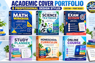 design a clean professional textbook and workbook cover for education publishers