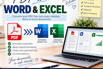 convert PDF to word or excel and retype scanned documents