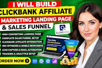 build clickbank affiliate marketing landing page and sales funnel